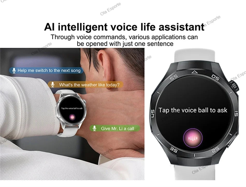 2026 New Smart Watch Men AMOLED HD Screen GPS Motion Trajectory Heart Rate Bluetooth Calls SmartWatch Waterproof For Android iOS