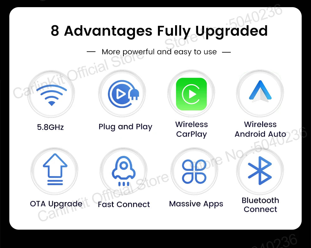 CarlinKit 5.0 Mini Ultra / Pro Wireless CarPlay & Android Auto Adapter For OEM Cars Upgrade WiFi BLE Wireless Auto-connect Phone