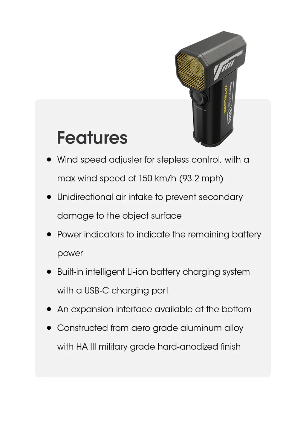 Multipurpose Pocket Photography Fan Electric Portable Fan Stepless Wind Blower 100W High Power Brushless Motor