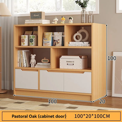Bookshelf floor to ceiling household multifunctional storage rack living room large capacity multi-layer display cabinet simple