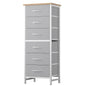 JHK Tall 6 Fabric Drawer Dresser  for Bedroom Wood Top and Metal Frame Skinny Chest of Drawers Narrow Storage Tower with Organization Furniture