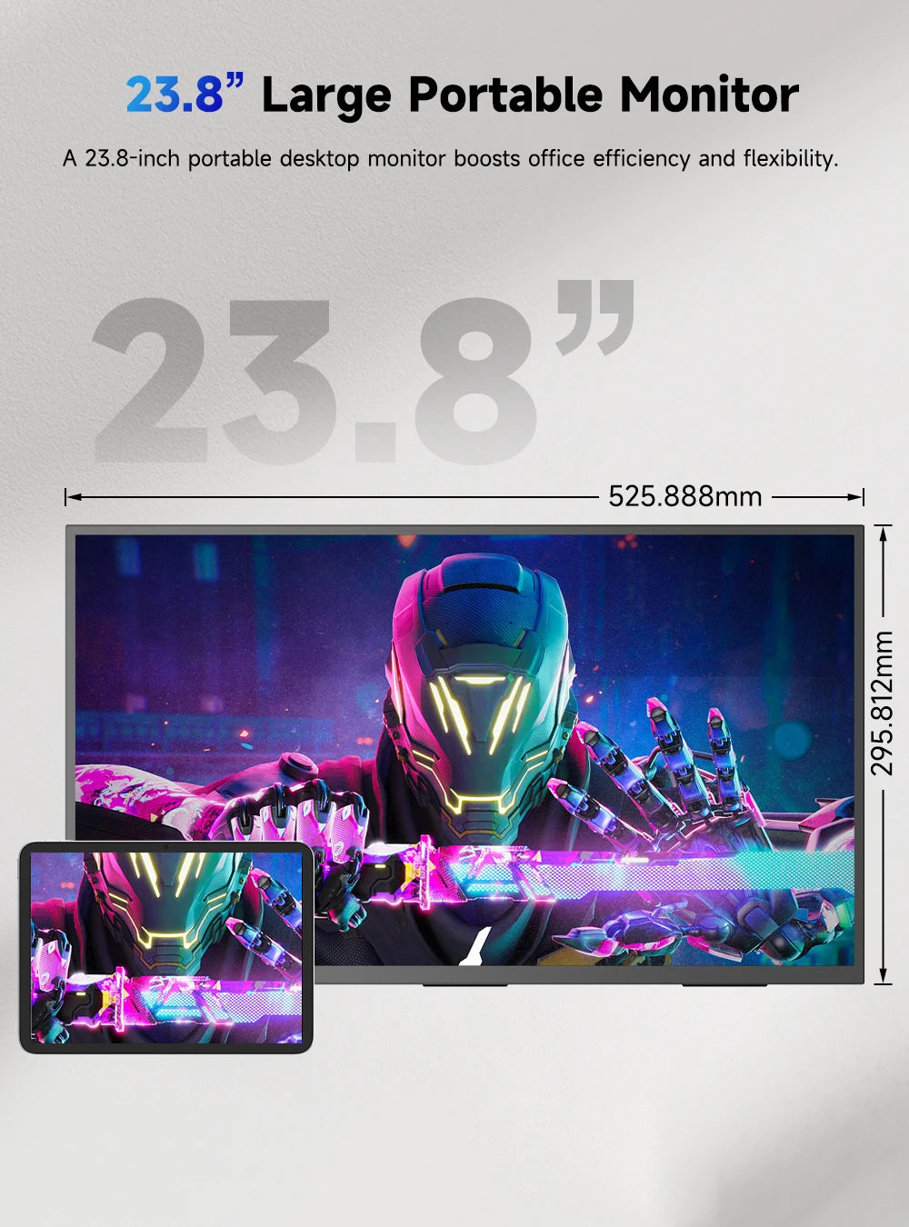 UPERFECT 24”120HZ Portable Monitor Gaming Pc Displays Laptop TV External Screen Ultra-smooth For Cell Phone Steamdeck MacBook