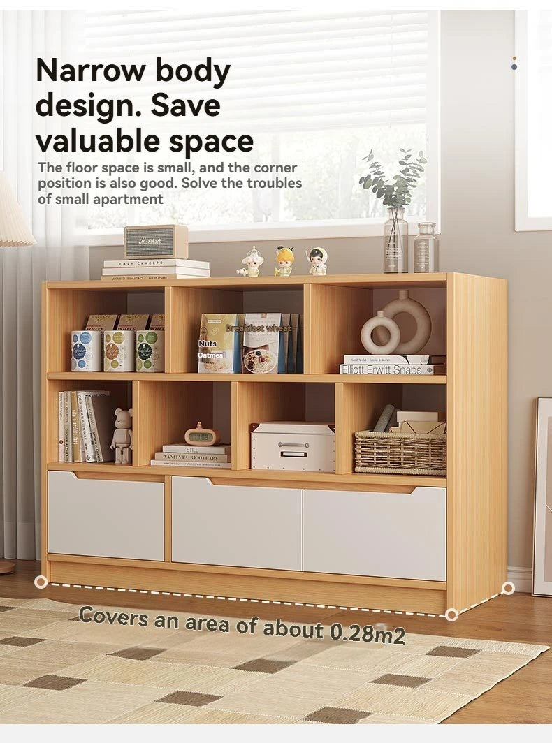 Bookshelf floor to ceiling household multifunctional storage rack living room large capacity multi-layer display cabinet simple
