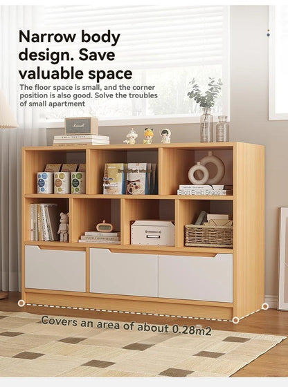 Bookshelf floor to ceiling household multifunctional storage rack living room large capacity multi-layer display cabinet simple