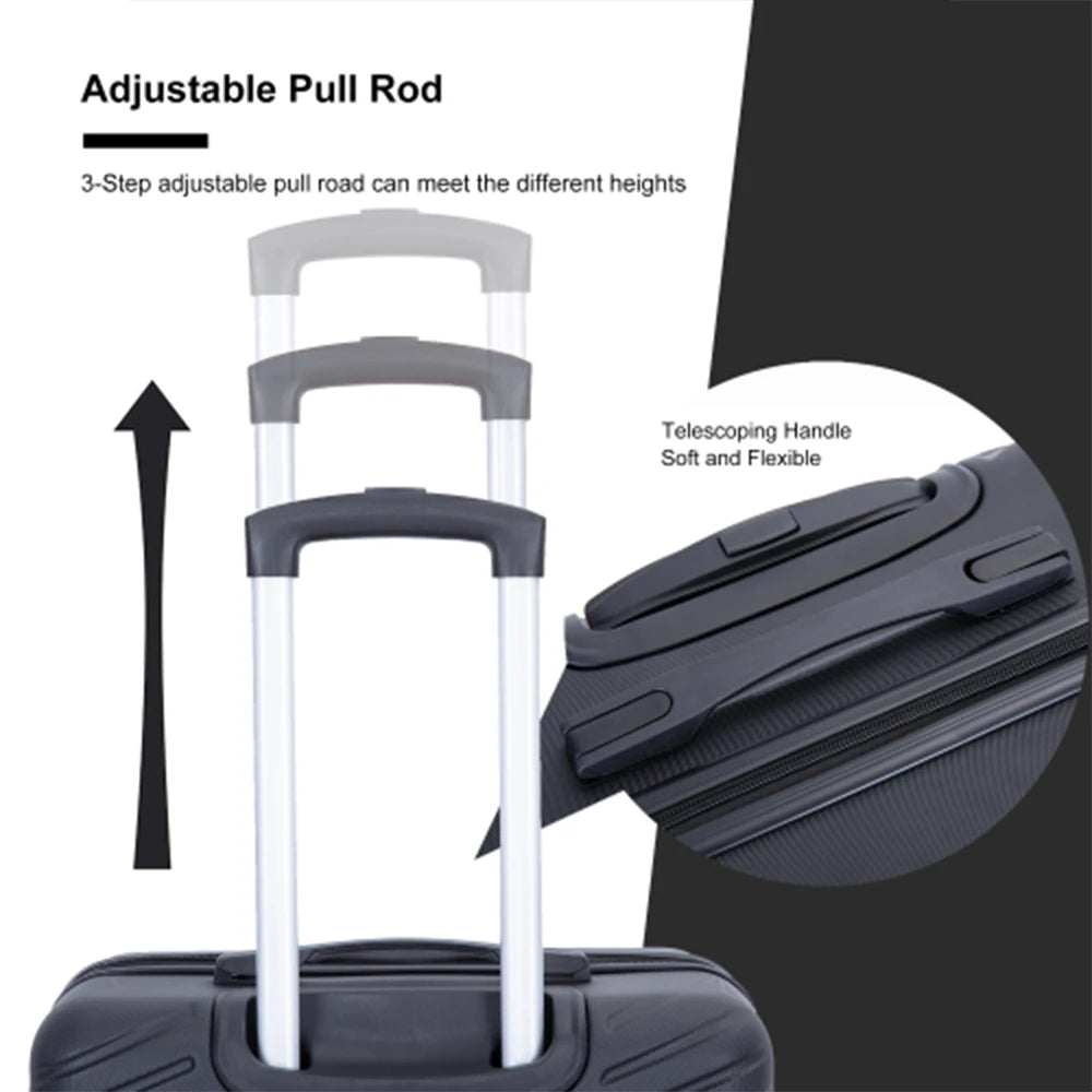 Travelhouse Luggage Set 4-Piece ABS Suitcase With Spinner Wheels, 24 Inch and 28 Inch with TSA Lock, 16, 20 Inch Carry On Luggage
