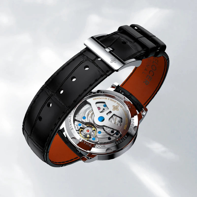 AGELOCER Original Astronomer Watch Van Gogh Oil Painting Men Luxury Automatic Mechanical Moon Phase Watch Birthday Gift for Men