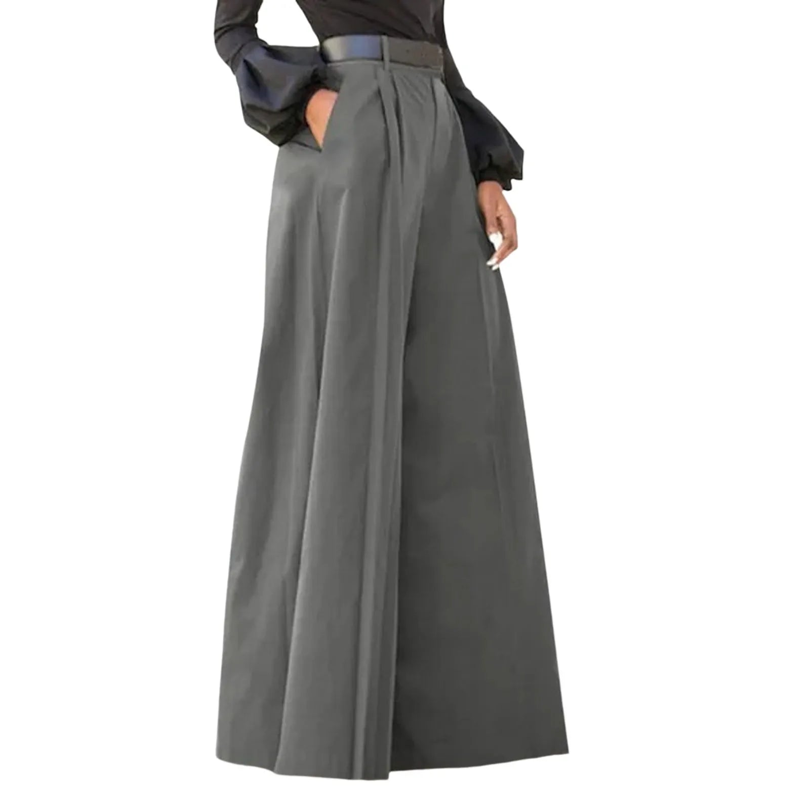 Womens' Comfy Baggy Trousers With Pockets Fashion Wide Leg Trousers Elegant Party High Waist Pants For Fine Woman Feminina
