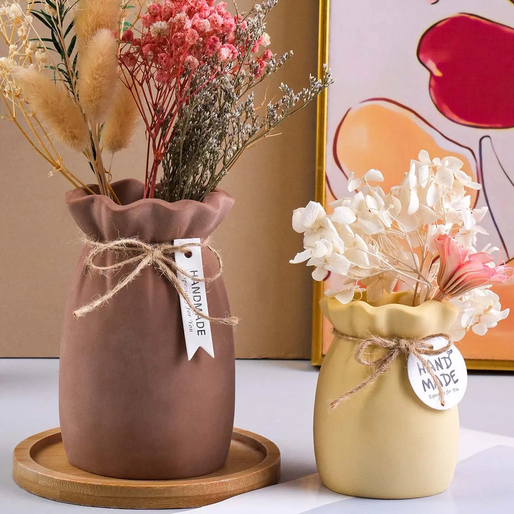 Blessing Bag Shape Vase Silicone Mold DIY Handmade Flower Arrangement Plaster Resin Storage Box Craft Casting Molds Home Decor