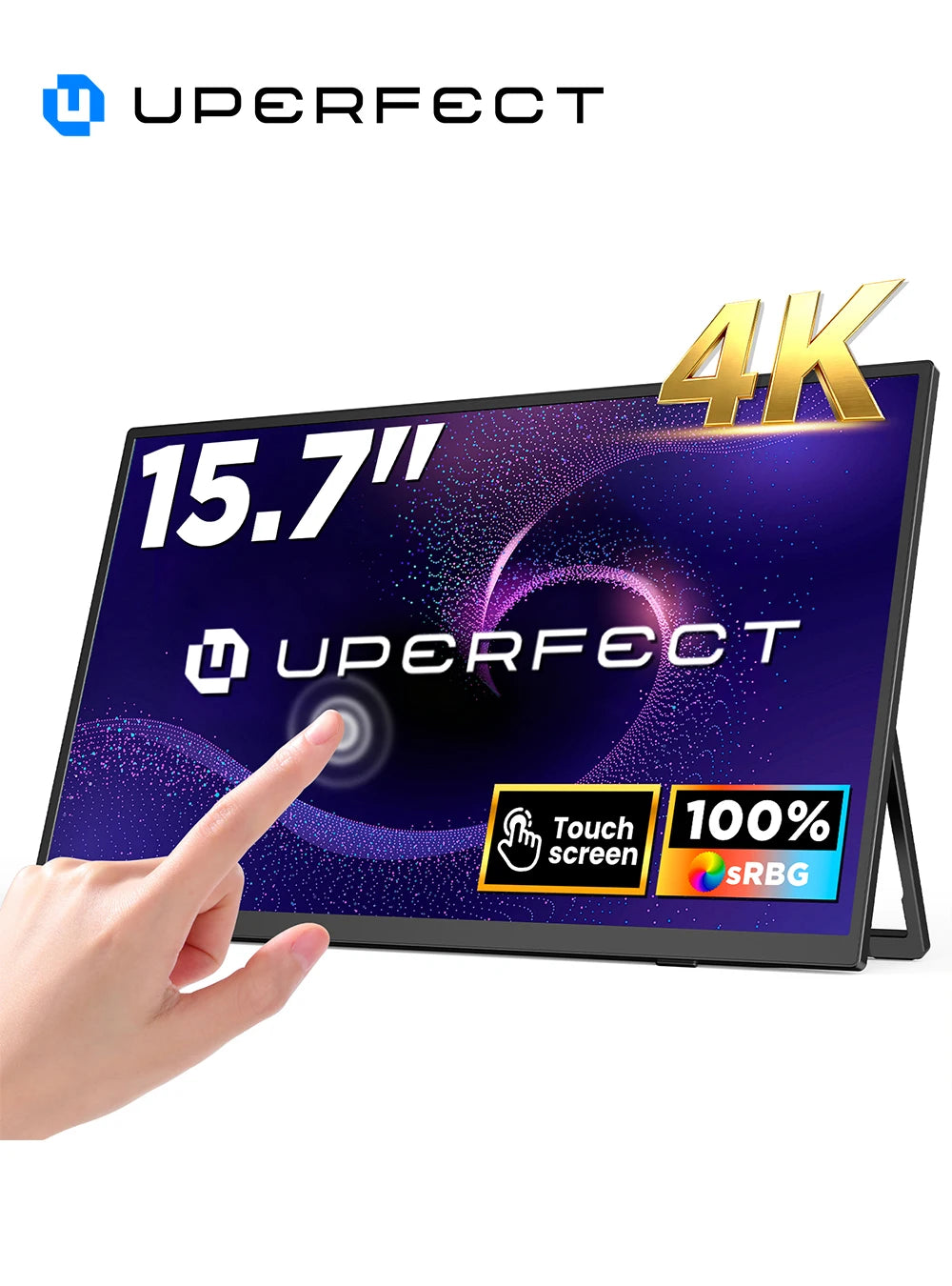 UPERFECT 4K Portable Touchscreen Monitor 15.7" IPS HDR HDMI USB-C3.1 Travel Display For Laptop MacBook PC Surface PS5 XBOX Phone