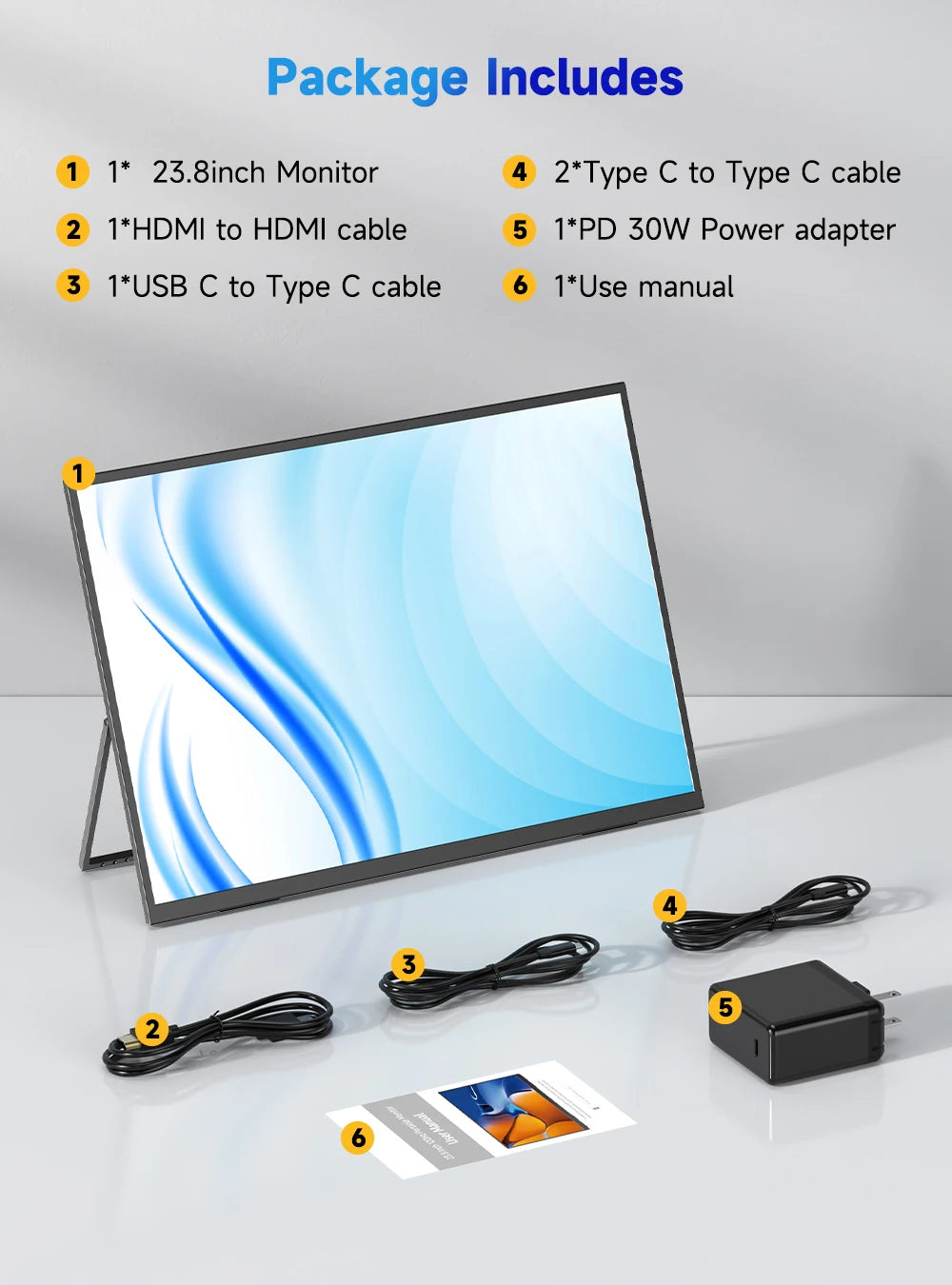 UPERFECT 24”120HZ Portable Monitor Gaming Pc Displays Laptop TV External Screen Ultra-smooth For Cell Phone Steamdeck MacBook