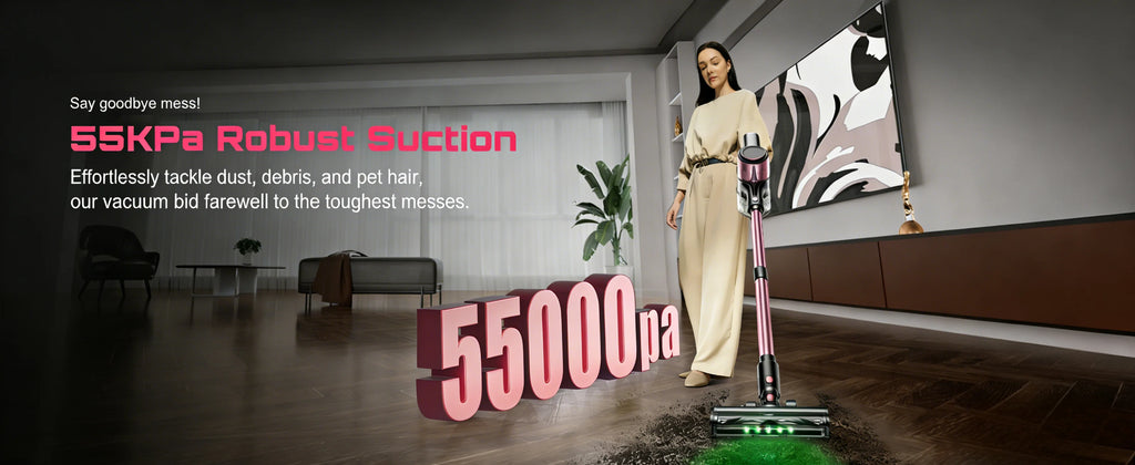 Cordless Vacuum Cleaner, 10 in 1 Stick Vacuum with 55Kpa Powerful Suction, Hose,Lightweight Rechargeable Vacuum Cleaner for Home