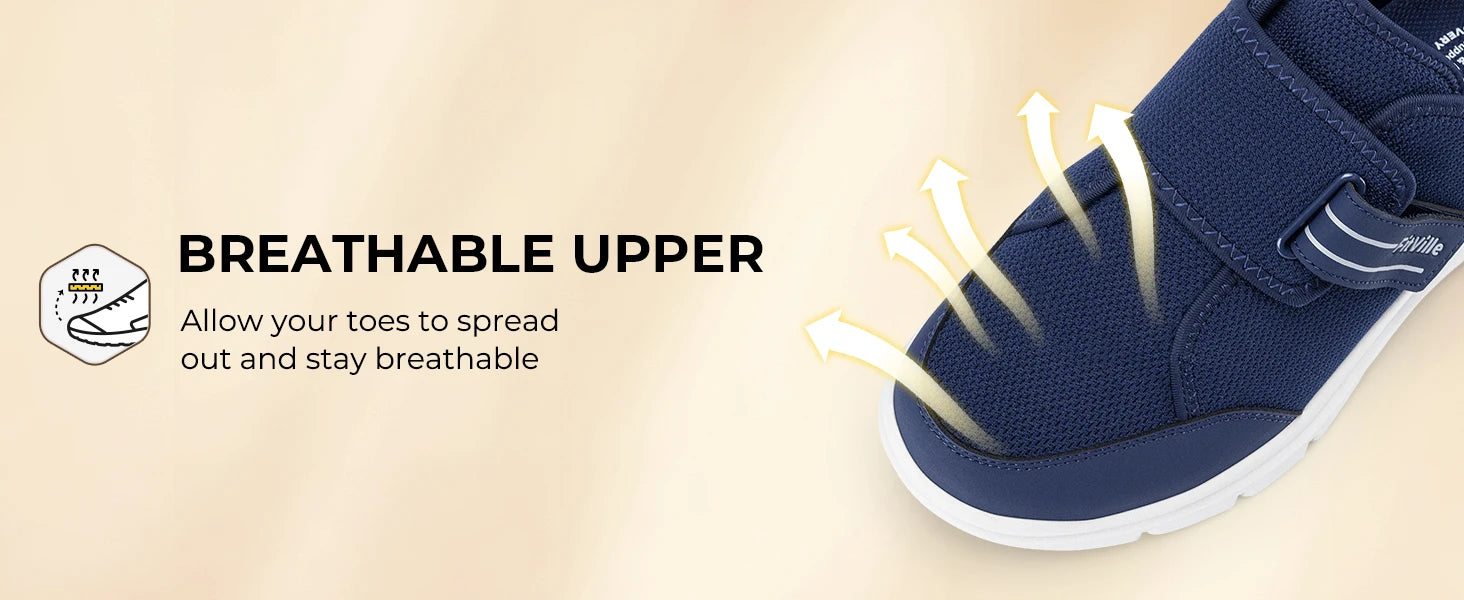 FitVille Diabetic Shoes for Men Extra Wide Hook and Loop Walking Shoes for Elderly for Swollen Feet Foot Pain Relief Neuropathy