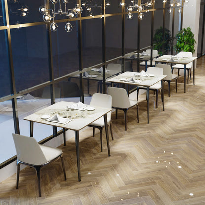 Rectangular Dining Modern Dining Desk Table Furniture with Natural Texture Sintered Stone Top Metal Frame for Dining Room