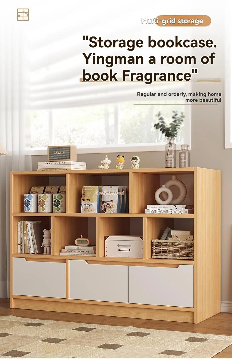 Bookshelf floor to ceiling household multifunctional storage rack living room large capacity multi-layer display cabinet simple