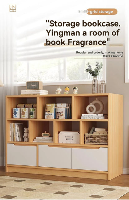 Bookshelf floor to ceiling household multifunctional storage rack living room large capacity multi-layer display cabinet simple