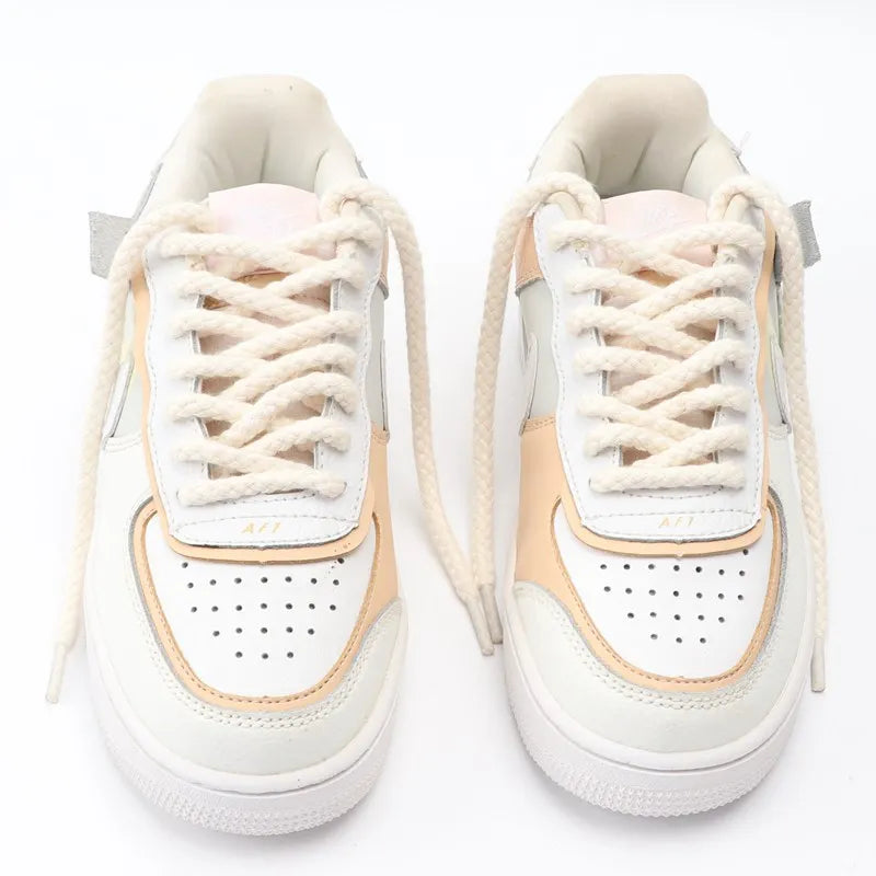 1Pair 8mm Bold Round Shoelaces Quality Linen Cotton Sneakers Shoelace AF1 Shoe laces 100/120/140/160/180CM Shoes Accessories