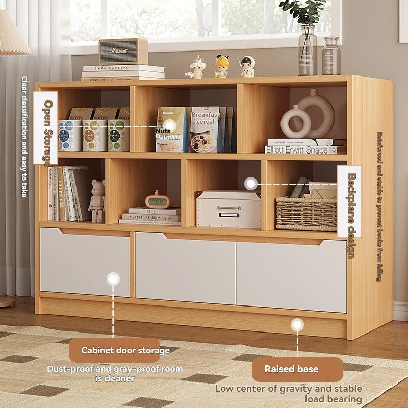 Bookshelf floor to ceiling household multifunctional storage rack living room large capacity multi-layer display cabinet simple