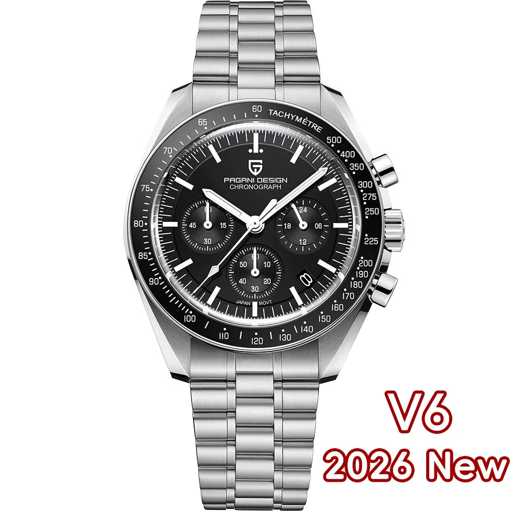 PAGANI DESIGN 2026 New V5 PD1701 Men's Watches Luxury Quartz Watch Men Sport Speed Chronograph AR Sapphire glass 100M Waterproof