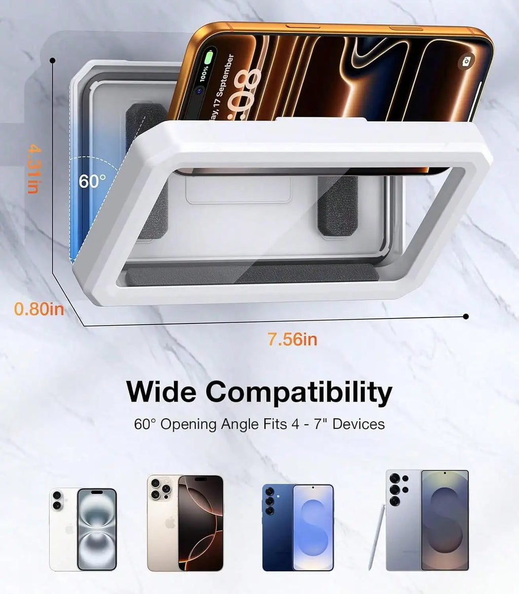 Waterproof Shower Phone Holder, 360° Adjustable Retractable Wall Mount Stand, Hands-Free Bathroom Phone Holder For Shower, Compatible With Most Smartphones