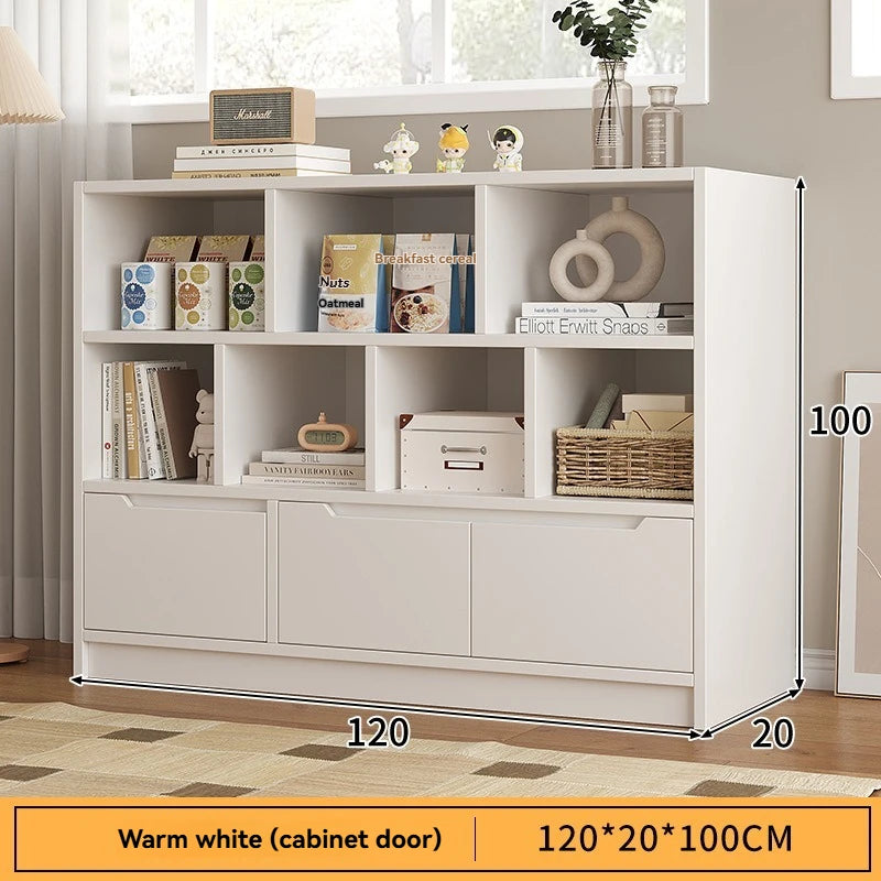 Bookshelf floor to ceiling household multifunctional storage rack living room large capacity multi-layer display cabinet simple