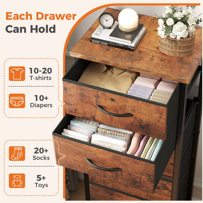 JHK Tall 6 Fabric Drawer Dresser  for Bedroom Wood Top and Metal Frame Skinny Chest of Drawers Narrow Storage Tower with Organization Furniture