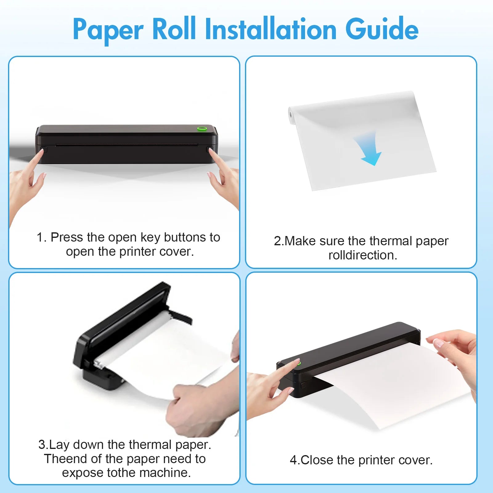 Portable Printers Wireless Inkless Thermal A4 Label Maker US Letter/A4/A5/B5 Android iOS Phone & Laptop For Travel Office School