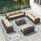 14 Pieces Outdoor Patio Furniture Set,Outdoor Sectional Furniture All Weather PE Rattan Wicker Patio Conversation Set, Custom