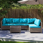 7 Pieces Outdoor Patio Furniture Set, All-Weather Sectional Sofa PE Rattan Wicker with Glass Table & Washable Cushions, Custom