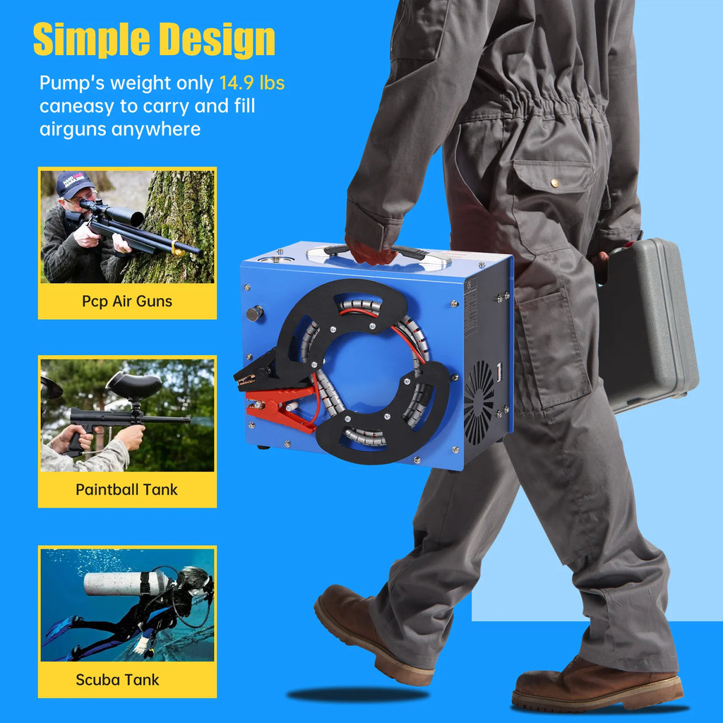 300bar 4500Psi/30Mpa PCP compressor pcp 12v  automatic stop, no oil/water,, 8MM, suitable for paintball/PCP, 220V AC or 12V 5.01