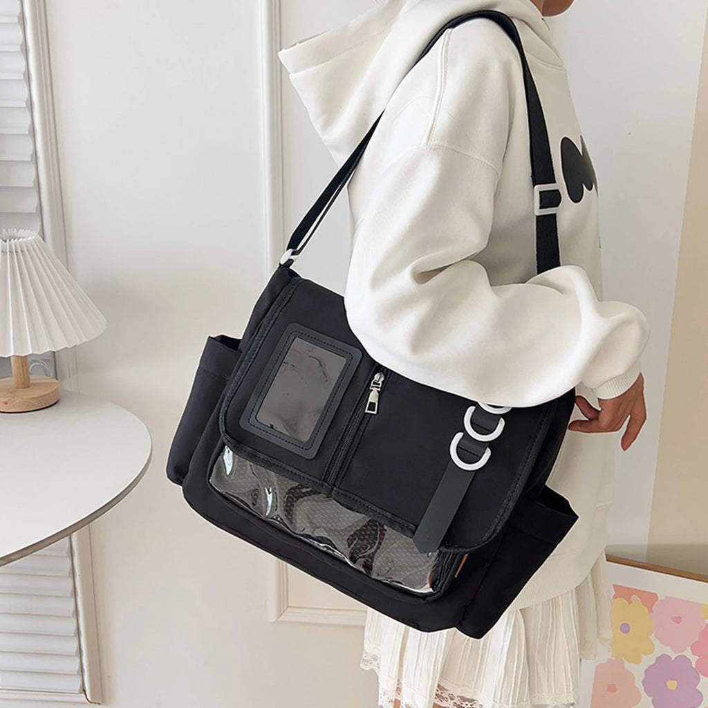 Fashion Y2K Japanese Crossbody Bags Lightweight Transparent Itabag Teenage Casual School Bag Girls Solid Color Shoulder Bag