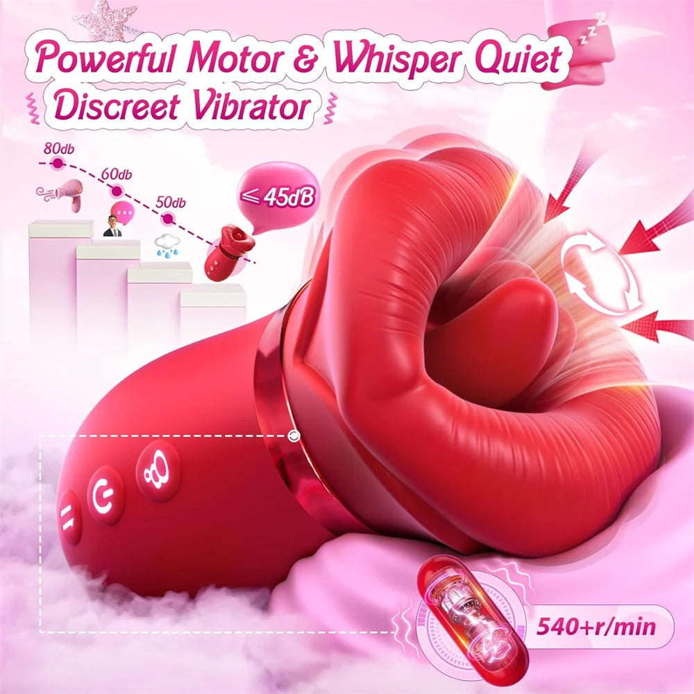 3-in-1 Tongue Licking & Suction Vibrator for Women – Clitoral, Nipple & G-spot Stimulator, Rechargeable Female Massager with Breast Sucking Function