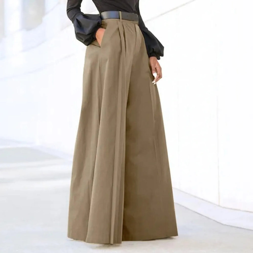 Womens' Comfy Baggy Trousers With Pockets Fashion Wide Leg Trousers Elegant Party High Waist Pants For Fine Woman Feminina