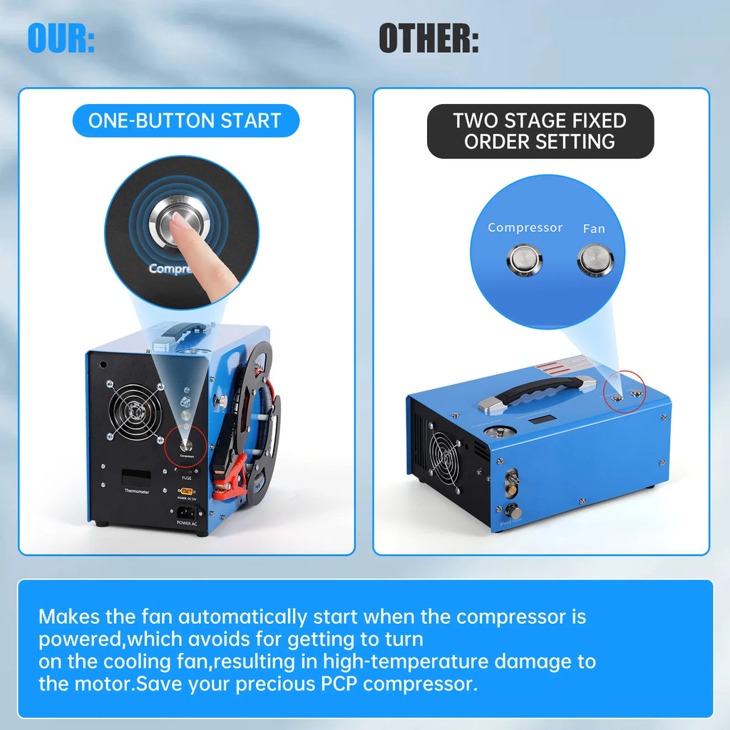 300bar 4500Psi/30Mpa PCP compressor pcp 12v  automatic stop, no oil/water,, 8MM, suitable for paintball/PCP, 220V AC or 12V 5.01