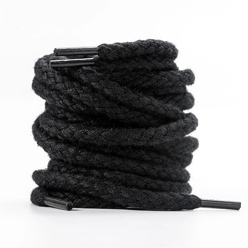 1Pair 8mm Bold Round Shoelaces Quality Linen Cotton Sneakers Shoelace AF1 Shoe laces 100/120/140/160/180CM Shoes Accessories