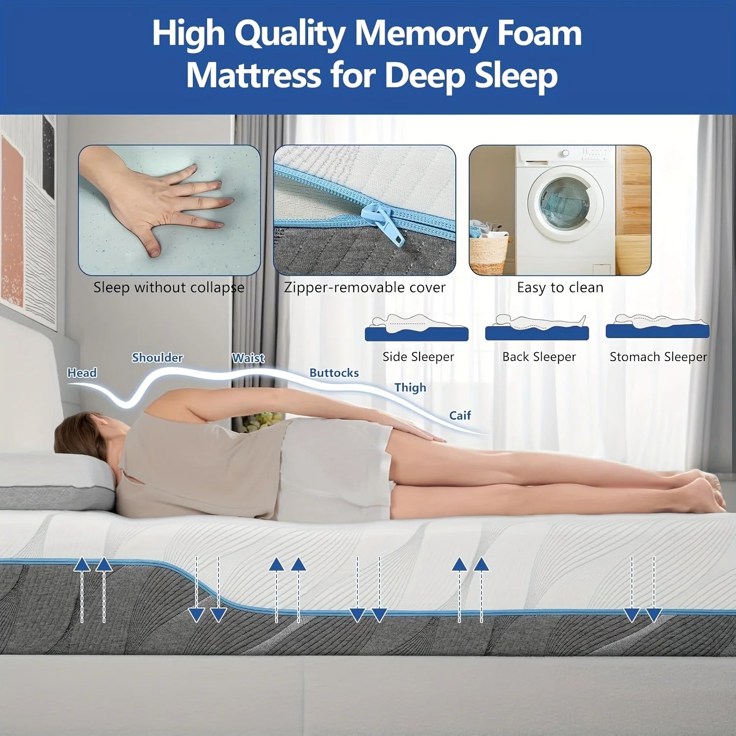 Hcore Queen Size Mattress, 8/10 Inch Medium Firm - Extra Firm Dual Sides Flippable Mattress for Back Pain Relief