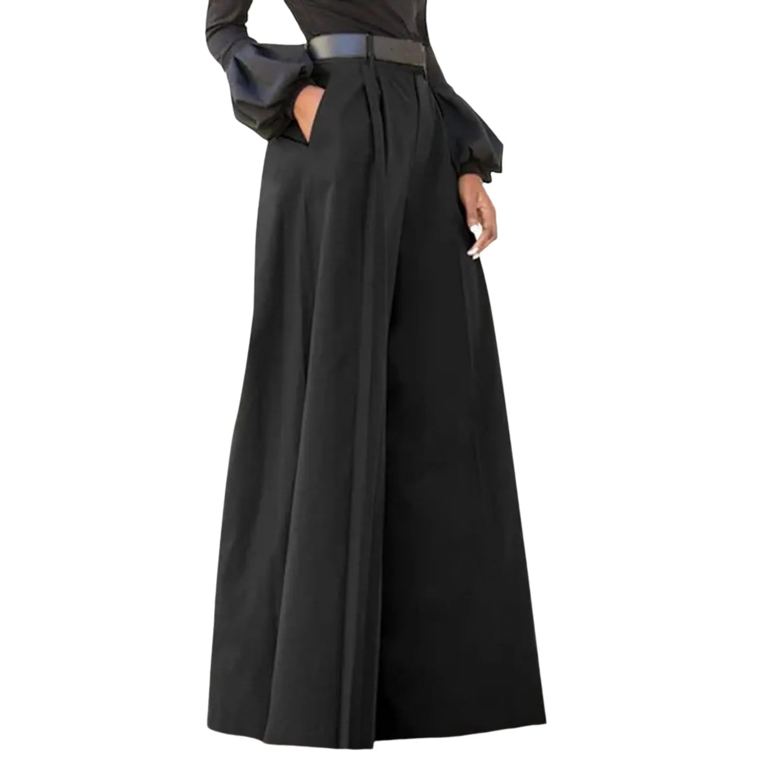 Womens' Comfy Baggy Trousers With Pockets Fashion Wide Leg Trousers Elegant Party High Waist Pants For Fine Woman Feminina