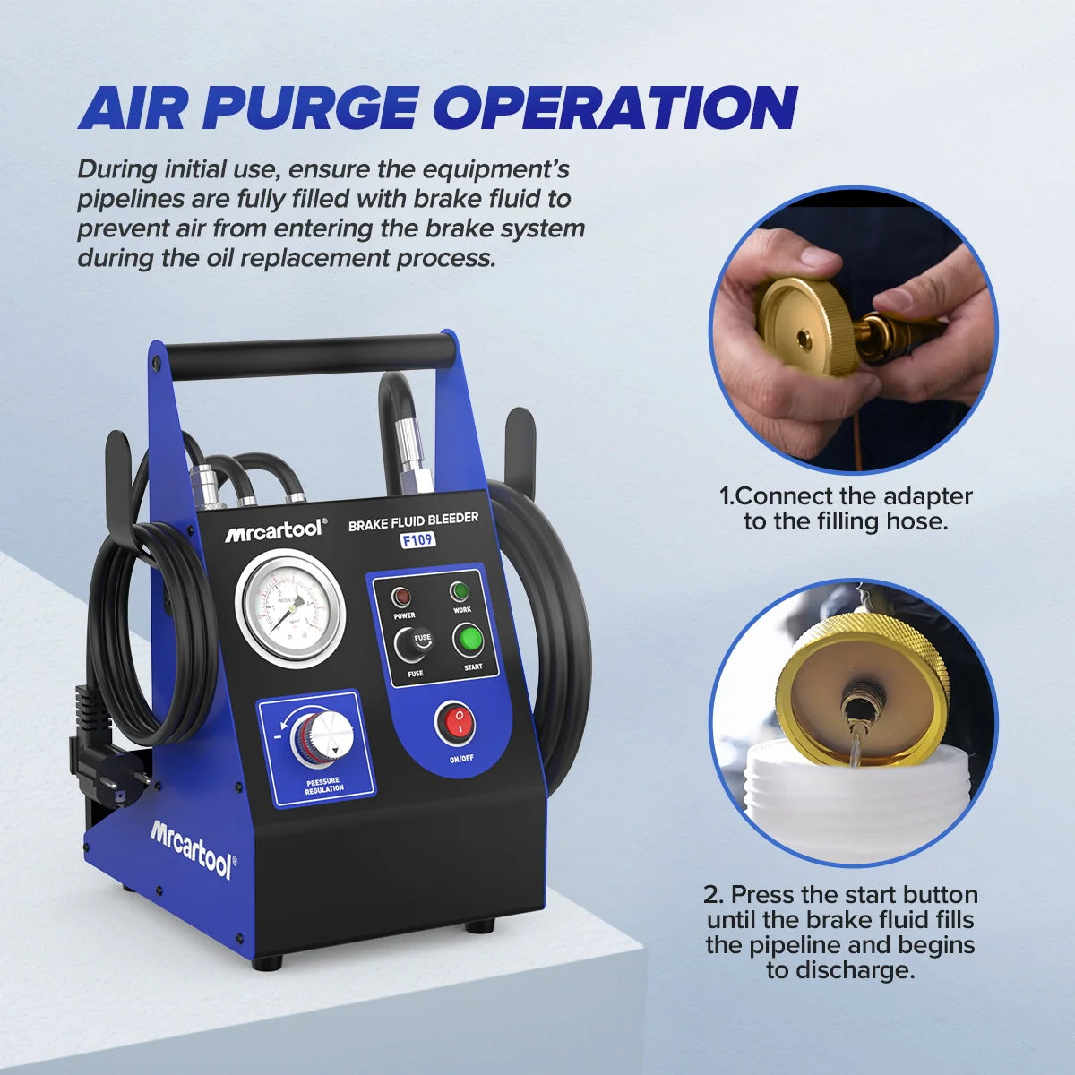 MRCARTOOL F109 Car Brake Oil Filling Changer Extractor Machine Electric Pulse Vacuum Transfer Pump Clean The Pipeline 220V 110V