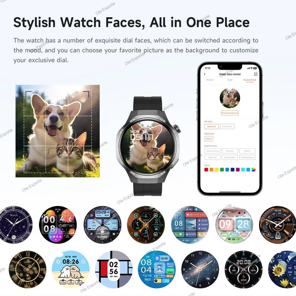 2026 New Smart Watch Men AMOLED HD Screen GPS Motion Trajectory Heart Rate Bluetooth Calls SmartWatch Waterproof For Android iOS