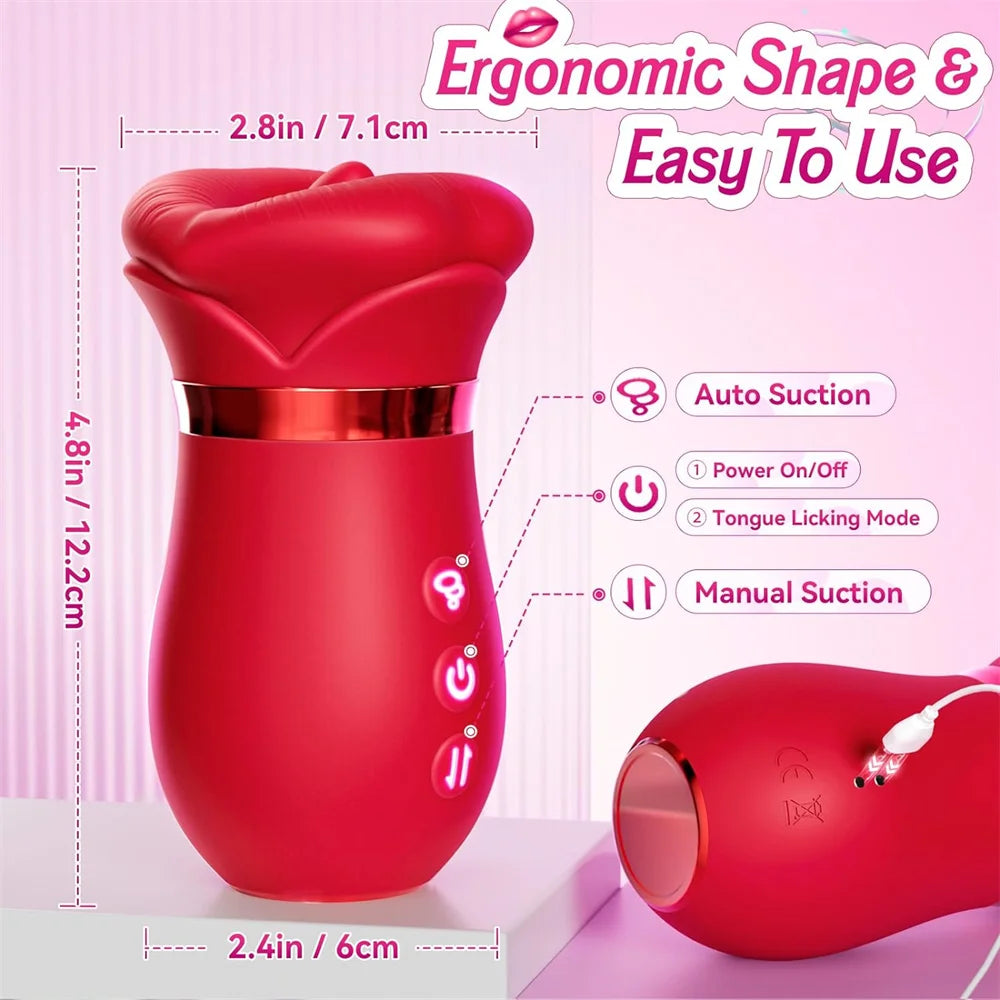 3-in-1 Tongue Licking & Suction Vibrator for Women – Clitoral, Nipple & G-spot Stimulator, Rechargeable Female Massager with Breast Sucking Function