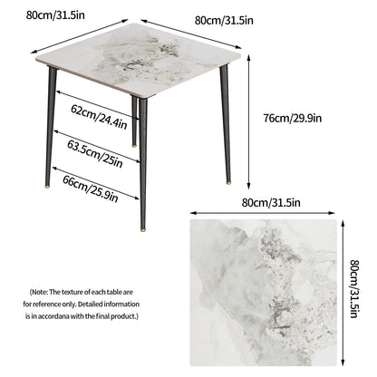 Rectangular Dining Modern Dining Desk Table Furniture with Natural Texture Sintered Stone Top Metal Frame for Dining Room
