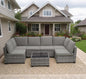 7 Pieces Outdoor Patio Furniture Set, All-Weather Sectional Sofa PE Rattan Wicker with Glass Table & Washable Cushions, Custom