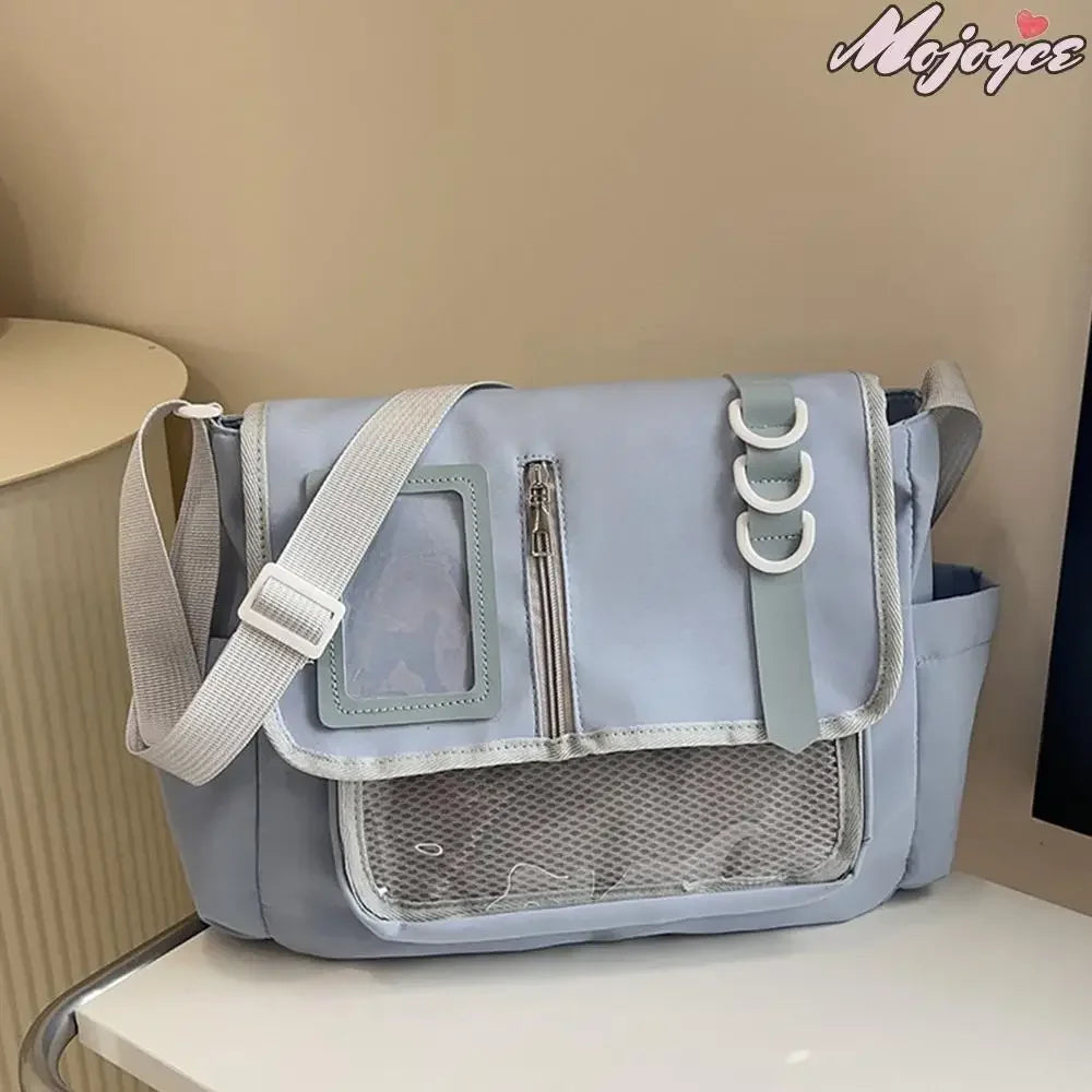 Fashion Y2K Japanese Crossbody Bags Lightweight Transparent Itabag Teenage Casual School Bag Girls Solid Color Shoulder Bag
