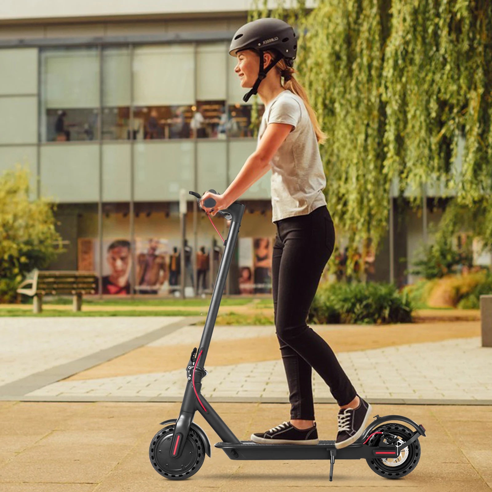Electric Scooter for Men and Women 8.5" Solid Tire 19mph Power by 350W Motor Long Range Folding Commuting E Scooter