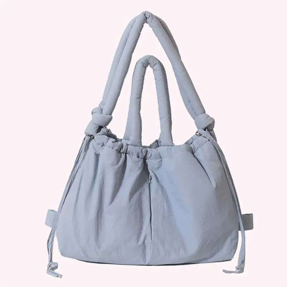 Puffer Tote Bag for Women Adjustable Strap Shoulder Bag Nylon Large Capacity Puffy Purse for Shopping Travel