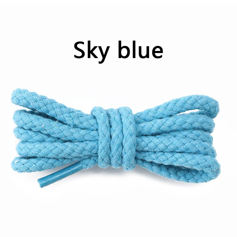 1Pair 8mm Bold Round Shoelaces Quality Linen Cotton Sneakers Shoelace AF1 Shoe laces 100/120/140/160/180CM Shoes Accessories