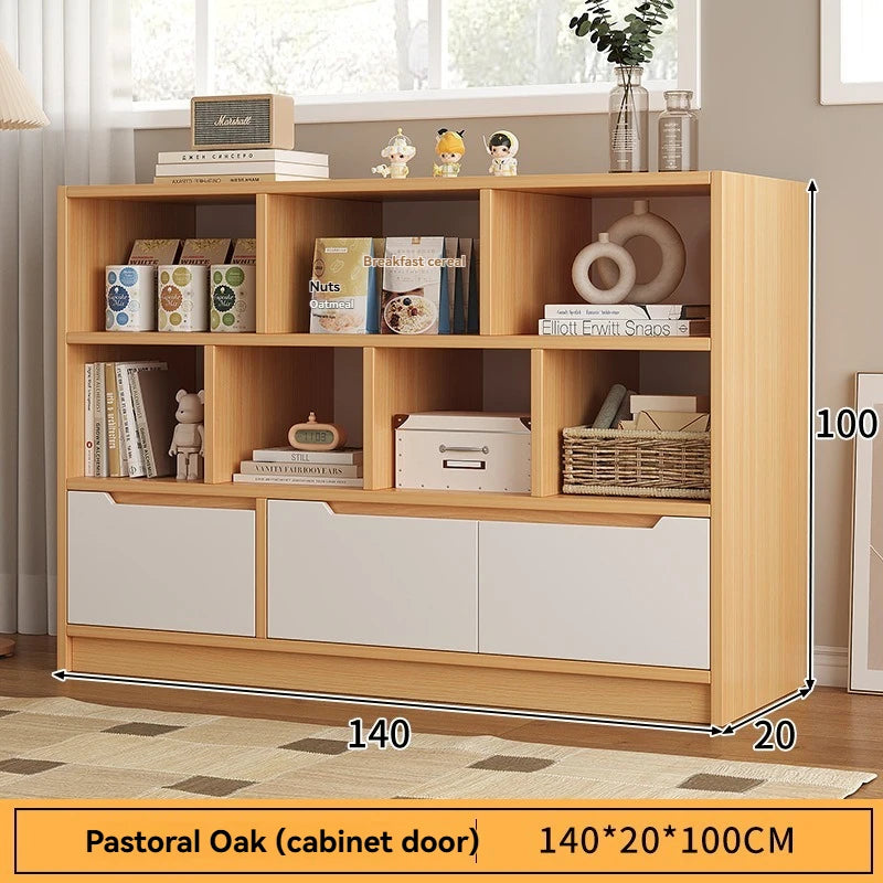 Bookshelf floor to ceiling household multifunctional storage rack living room large capacity multi-layer display cabinet simple