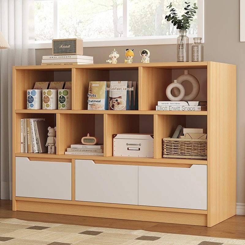 Bookshelf floor to ceiling household multifunctional storage rack living room large capacity multi-layer display cabinet simple