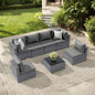 7-Piece Outdoor Rattan Sectional Sofa Set, Wicker Patio Furniture with Coffee Table, Grey Cushions, Patio, Customized