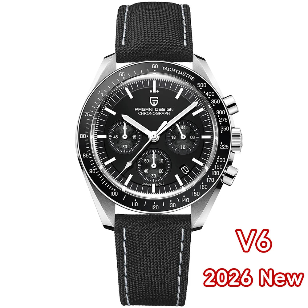 PAGANI DESIGN 2026 New V5 PD1701 Men's Watches Luxury Quartz Watch Men Sport Speed Chronograph AR Sapphire glass 100M Waterproof