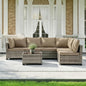 7 Pieces Outdoor Patio Furniture Set, All-Weather Sectional Sofa PE Rattan Wicker with Glass Table & Washable Cushions, Custom